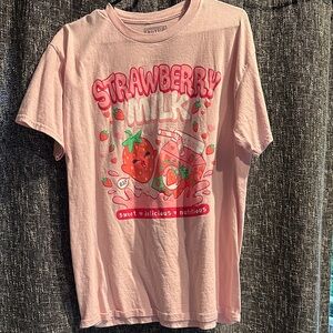 Gildan Men's Pink Strawberry Milk Graphic Tee